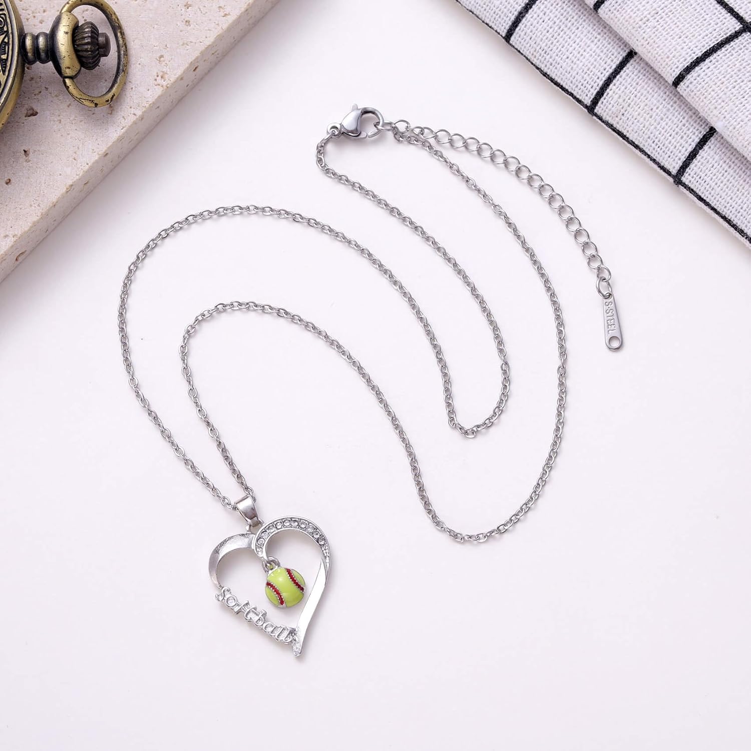 Sport Gift, Softball/Basketball/Soccer/Volleyball Charm Heart Pendant Necklace for Players, Sports Lover's Bday Gift - Image 7