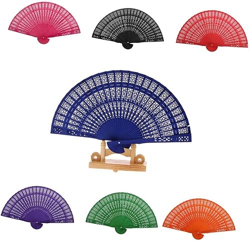 Miniatura 7 de BESPORTBLE Abanicos plegables decorativos Ventilador plegable japonés Retro Plegable Madera Decoración China Ventiladores de madera Ventilador de