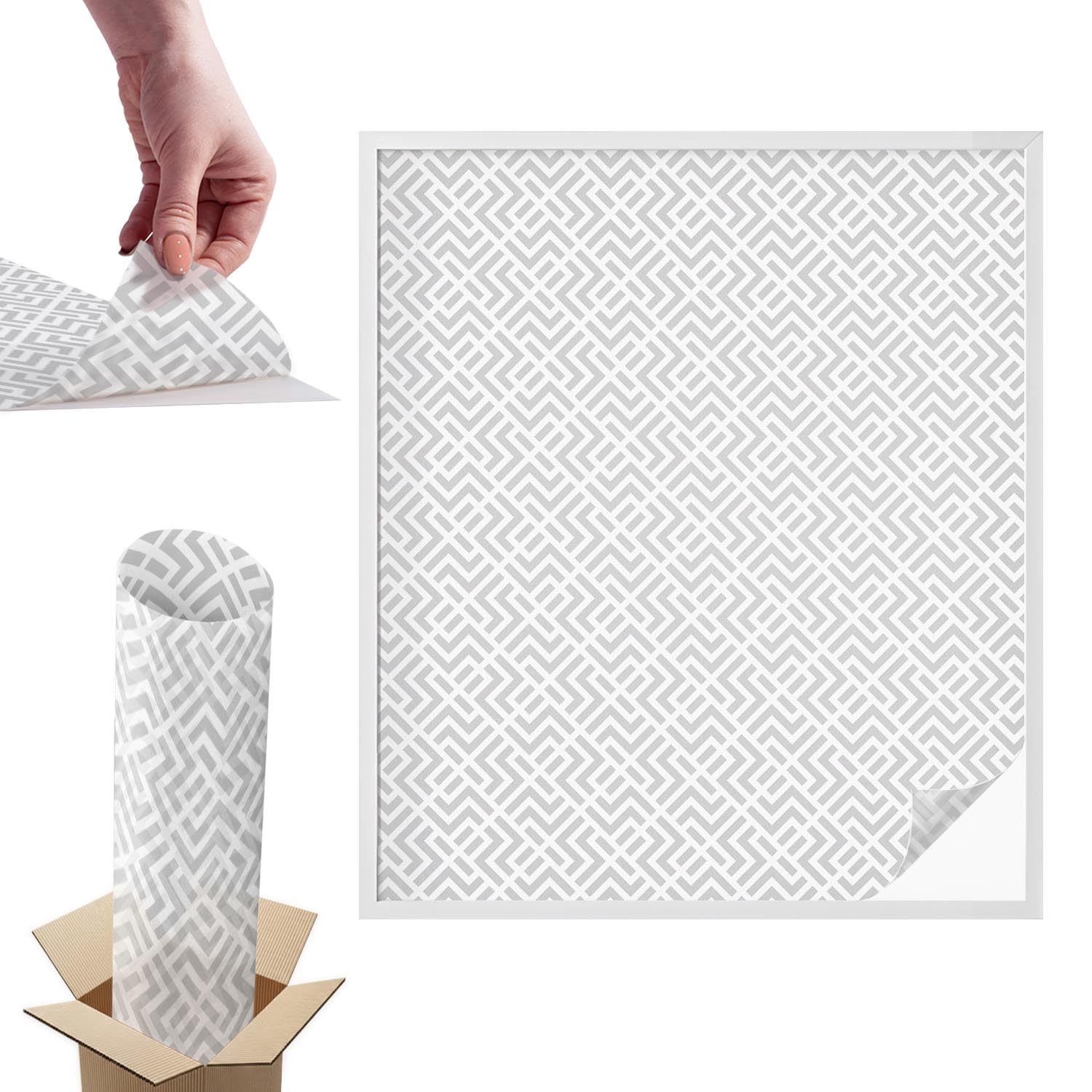 Film pour fenêtre anti-regard 100x116 cm à motif vitrail géométrique en PVC