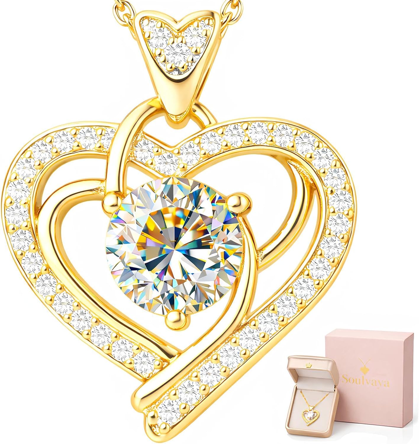 Valentine’s Day Moissanite Heart Pendant Necklace for Women – Dainty Fine Jewelry with Heart Pendant, Luxury Gift Box for Mom Wife Girlfriend – Birthday Anniversary - Image 9