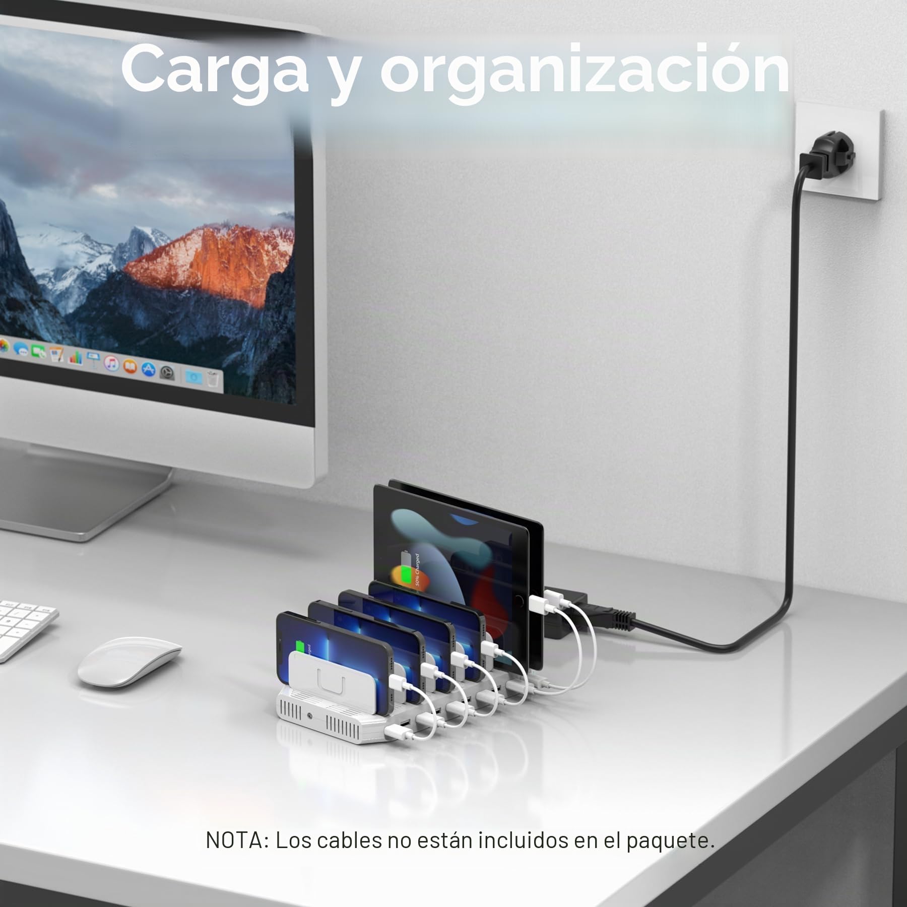 UNITEK, estación de carga de varios puertos, soporte organizador con divisores ajustables