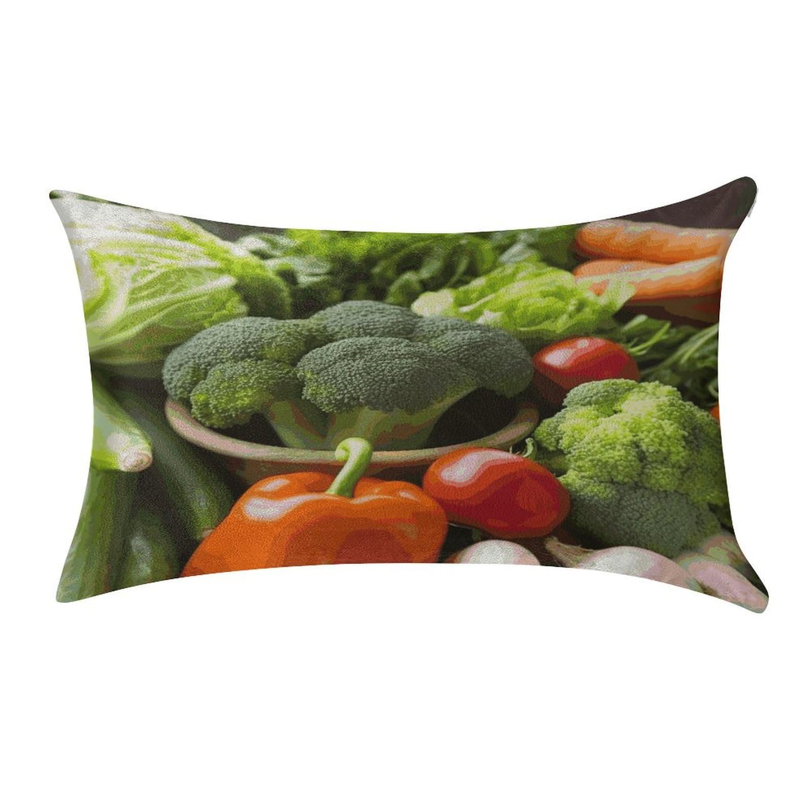FekiLoot Nutritious Vegetables Pillow Covers Luxury Velvet Oblong Pillowcases Rectangular Throw Pillows Case Decorative Velvet Cushion Covers Ultra Soft Lumbar Pillow Shells 12 X 20 in
