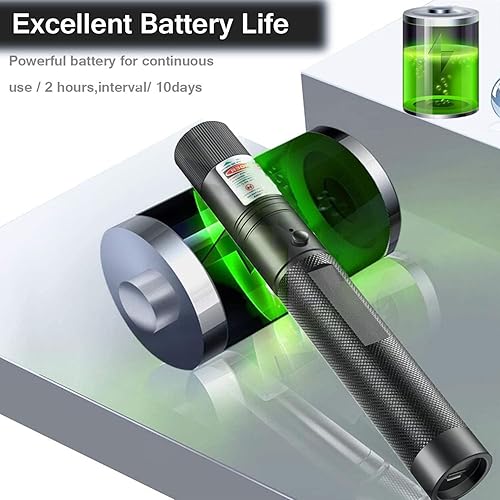 Miniatura 7 de Puntero láser de alta potencia, luz indicadora láser verde, carga USB, presentación, juguetes interactivos para perros de interior y gatos