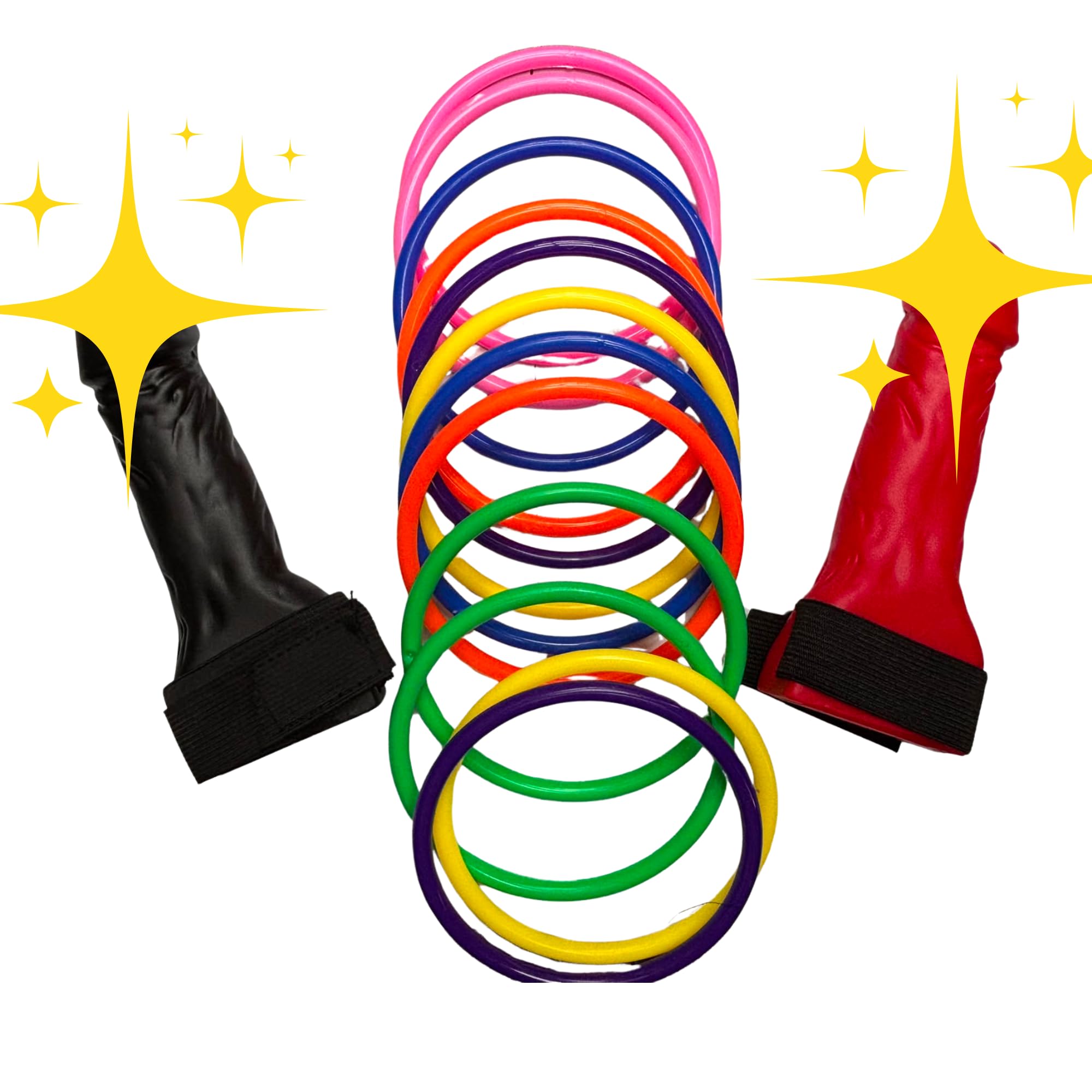 Funny Head Hoopla Party Game Set with Rings – Red & Black Head Targets, Reusable Party Activity for Hen Nights, Stag Dos, Birthdays & Adult Party Fun