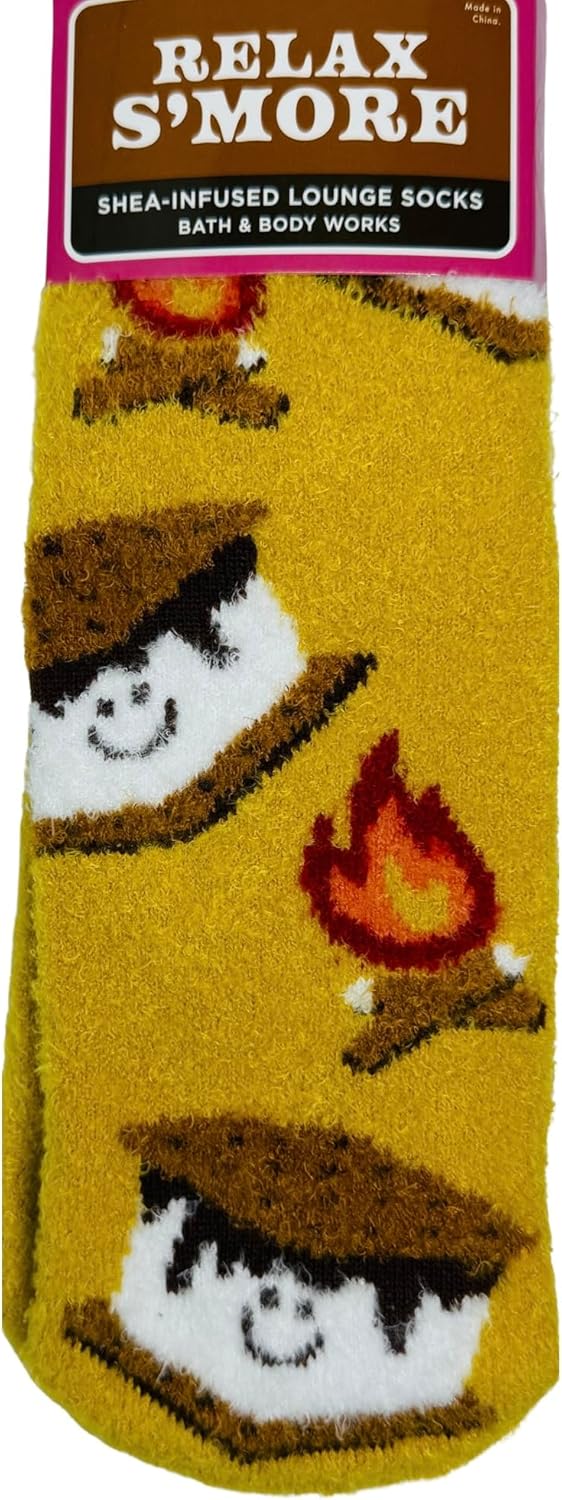 Bath & Body Works S'Mores Themed Moisturizing Lounge Socks Infused with Shea Butter One Size Fits Most
