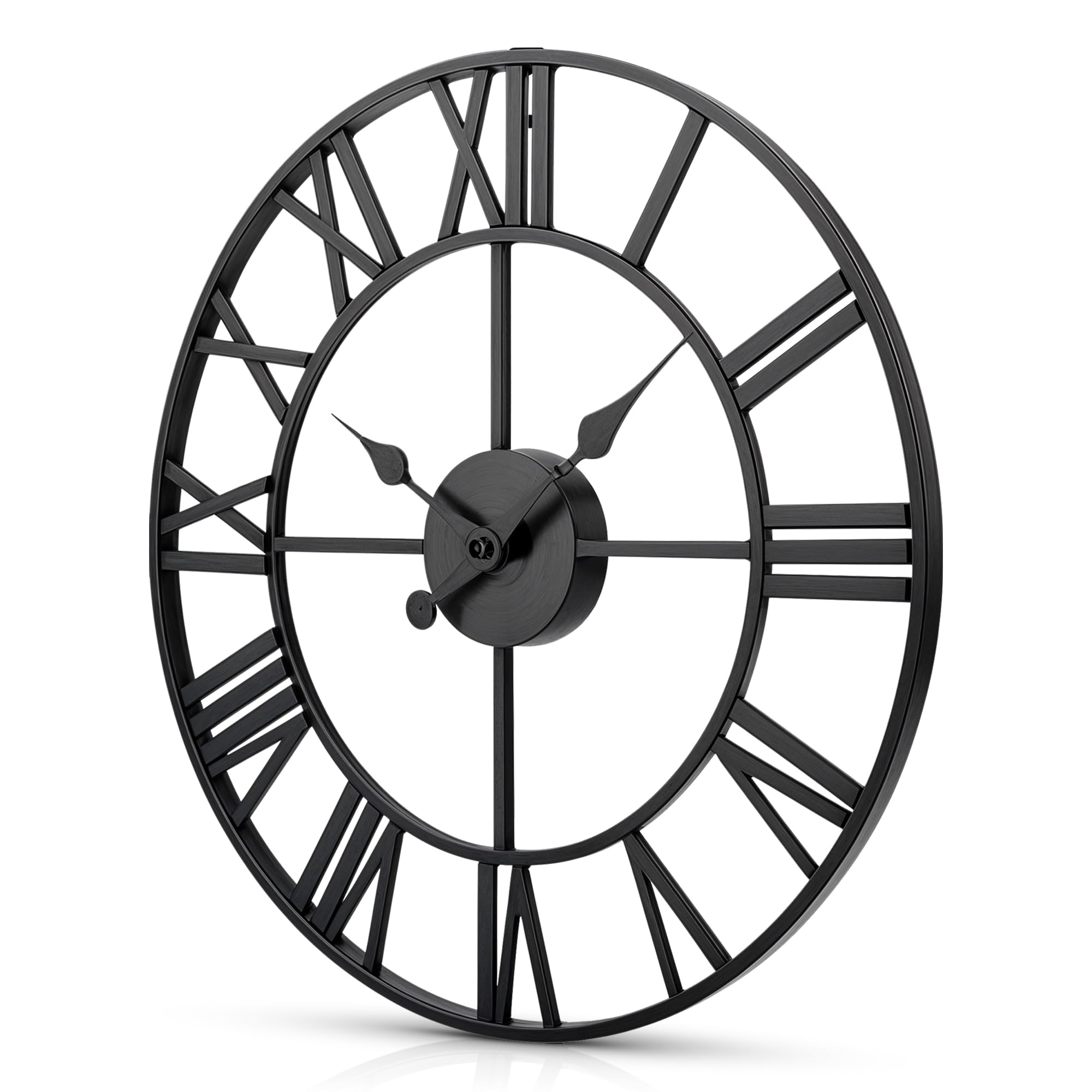 BLADO Large Wall Clocks for Living Room, Silent Kitchen Clock, Elegant Black Wall Clock, Roman Numerals Wall Clock for Indoor & Outdoor, Vintage Clock for Bedroom and Garden