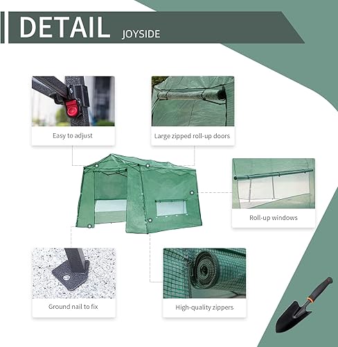 Miniatura 6 de Joyside Invernadero desplegable de 8.5 pies x 7 pies, toldo de jardinería para plantas de casa verde para exteriores, puertas de entrada con