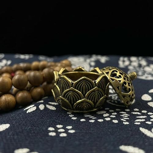 Miniatura 5 de 2 piezas de mini soporte de incienso de flor de loto de latón, estilo caligrafía, quemador de incienso cerrado, adorno de escritorio, atrapasamanos