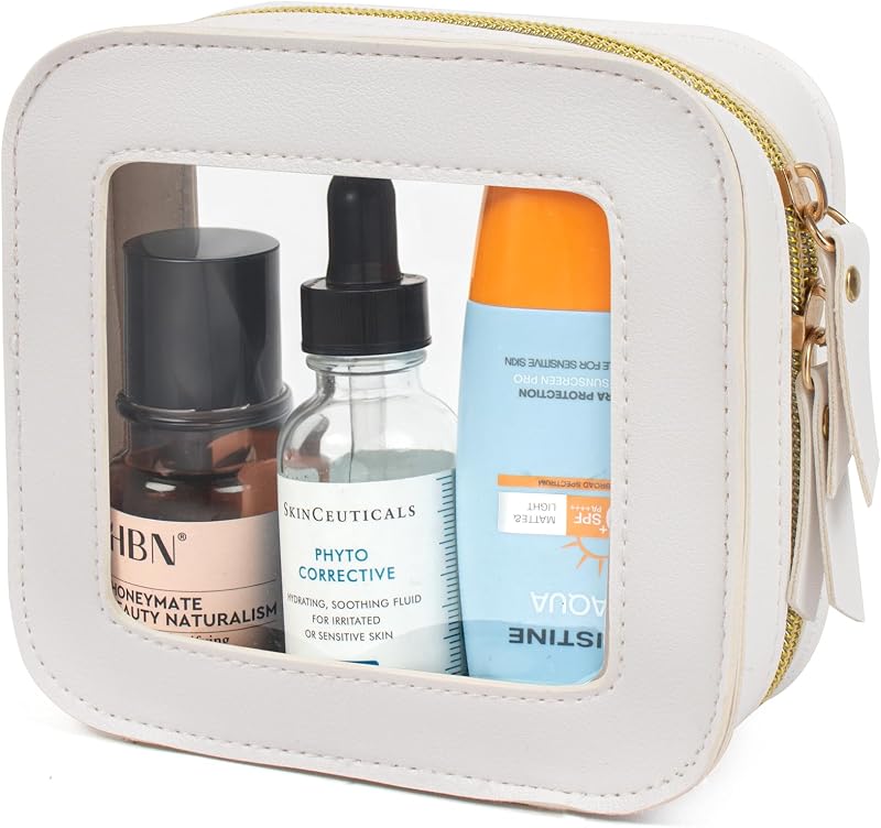 Necessaire transparente LETGO Mini-Clear com zíper, em Off White