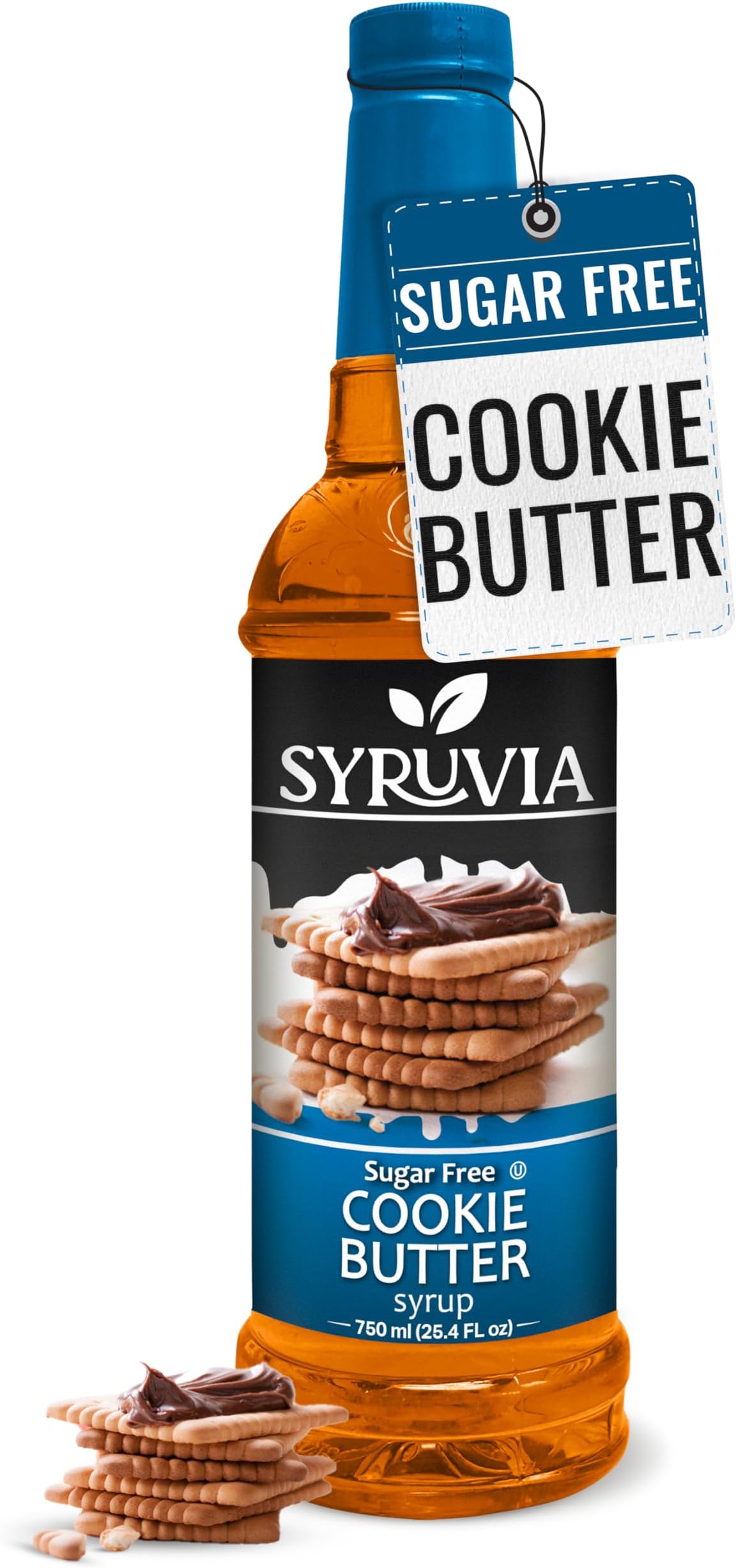 Syruvia Sugar Free Coffee Syrup, Cookie Butter Flavored Syrup for Drinks, Lattes, and Desserts – 25.4 fl oz
