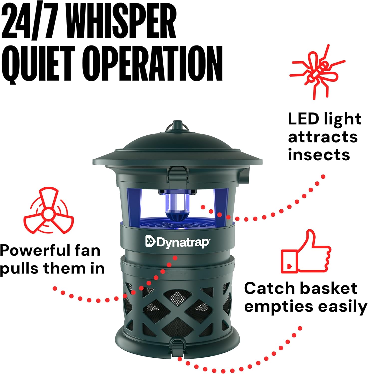 DynaTrap DT1130-GRSR 1/2 Acre Mosquito & Flying Insect Outdoor Trap and Killer – Kills Mosquitoes, Flies, Wasps, Gnats, & Other Flying Insects - Bug Zapper Alternative – Green - Image 6