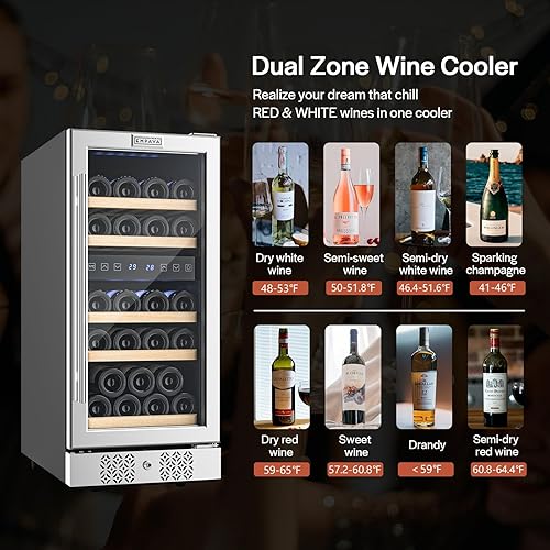 Miniatura 2 de Empava Chiller - Mini refrigerador doble de 15 pulgadas, enfriador de vino integrado o independiente, puerta de vidrio de acero inoxidable,