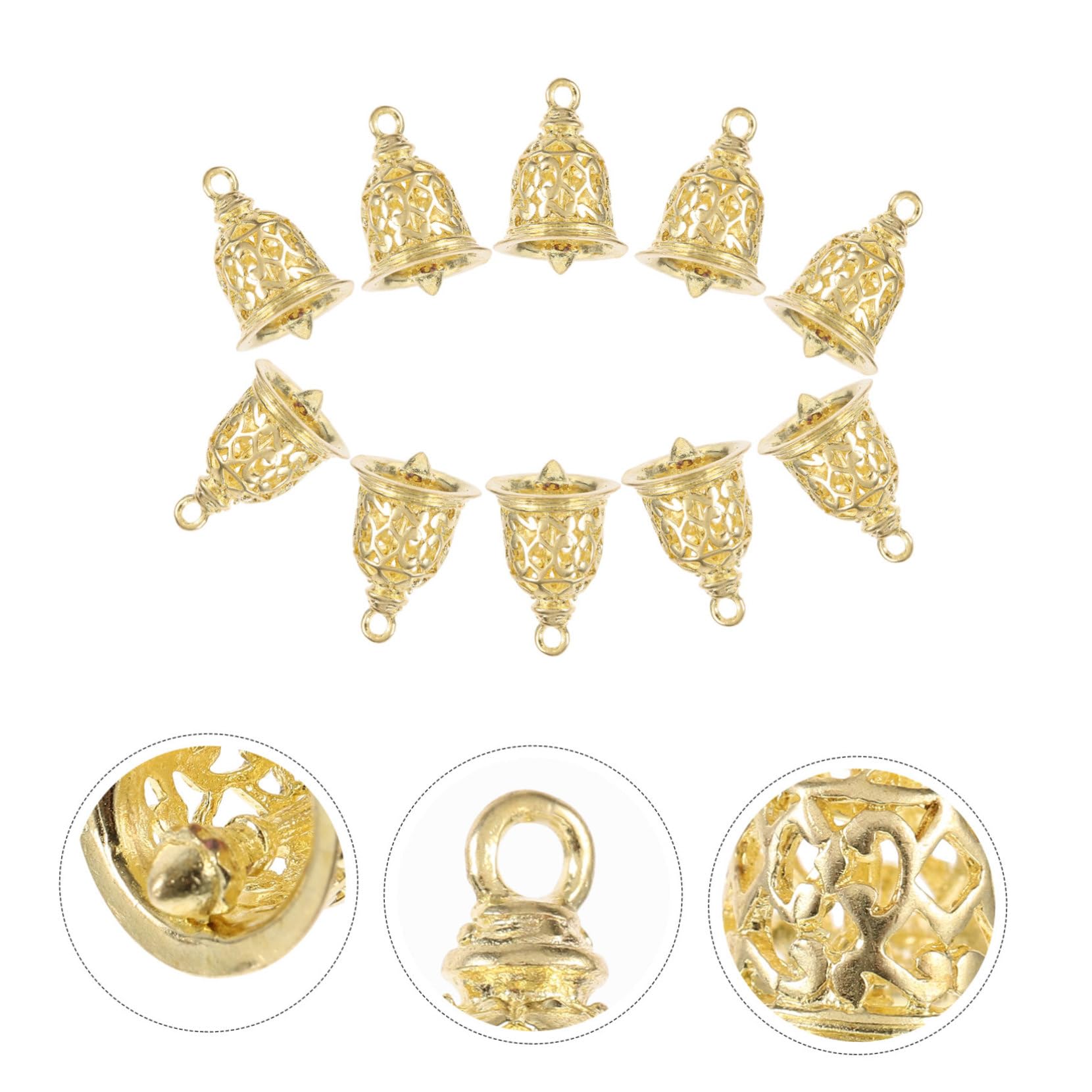 SHINEOFI 5 Set di Campane in Ottone Cavo per Decorazioni Natalizie per Artigianato 10 Pezzi * 5