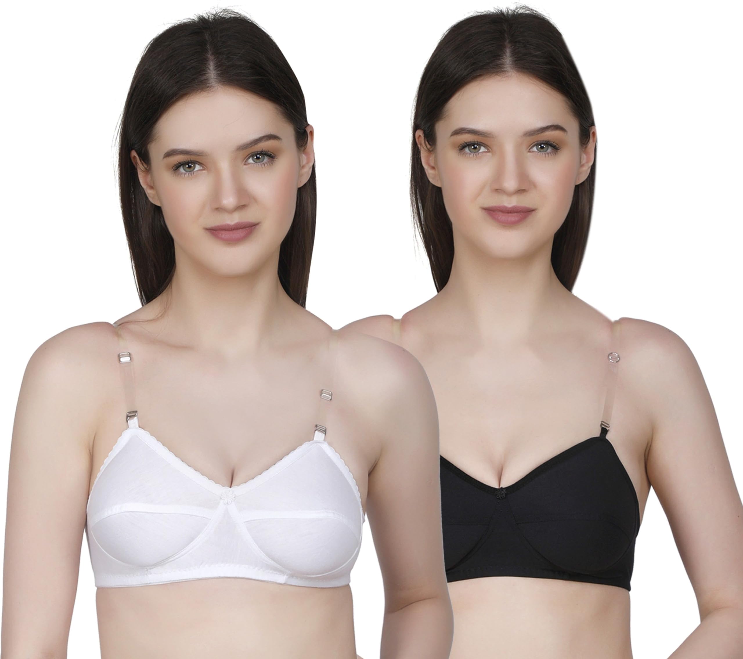 tcg aap ka apna style Pack of 2 Cotton Non-Padded Daily Use Bra with Transparent Straps & Low Back Design-picture-17