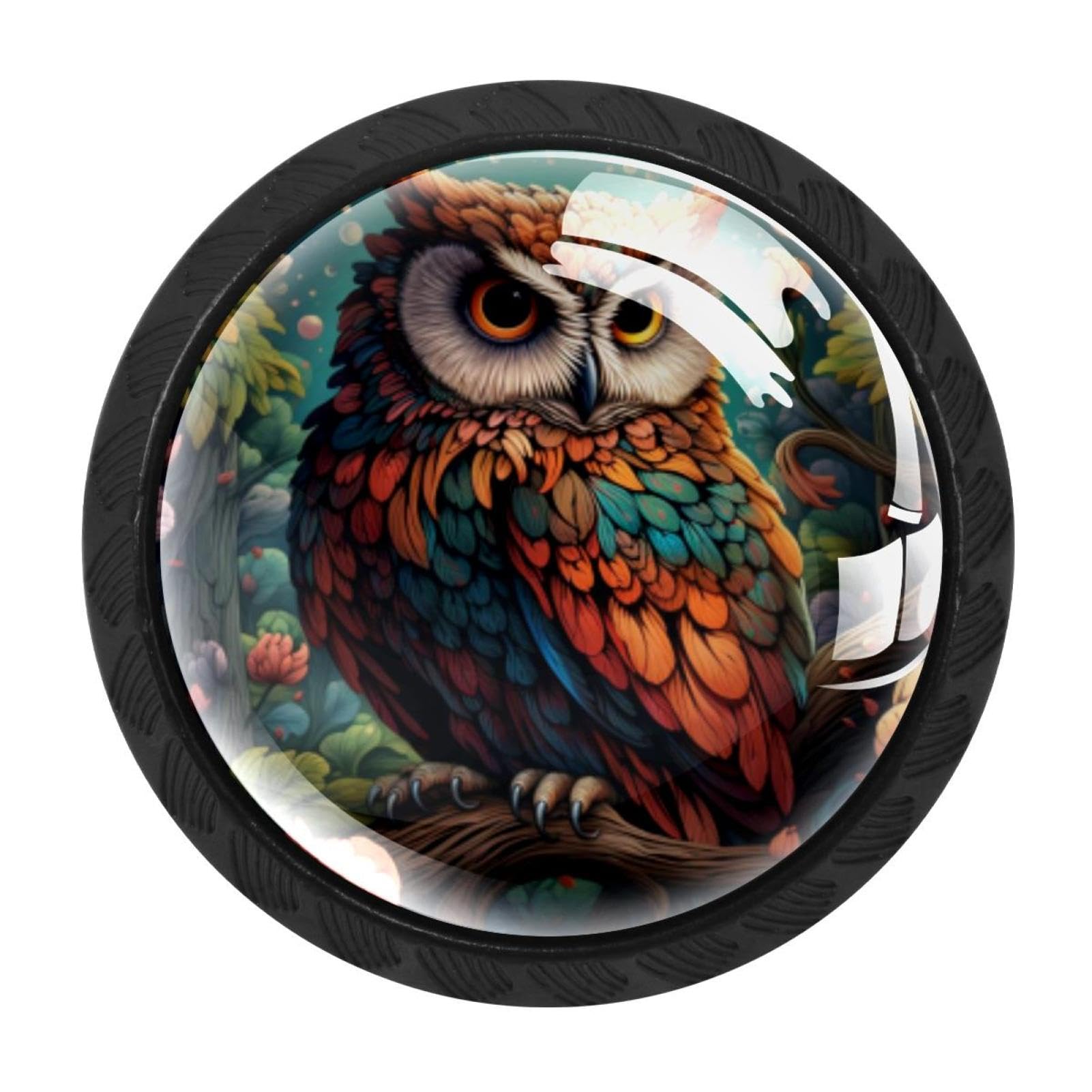 CHENZZZZ 4 PCS Owl Crystal Glass Cabinet Knob Drawer Pull Handle for Kitchen Cupboard Dresser Wardrobe etc