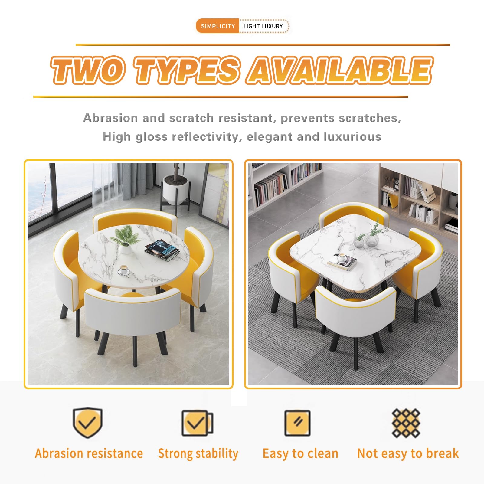 Moderno juego de mesa redonda para conferencias, mesa de comedor con sillas, muebles de cocina elegantes para cena, 80 x 75 cm, perfecto para el hogar y la oficina