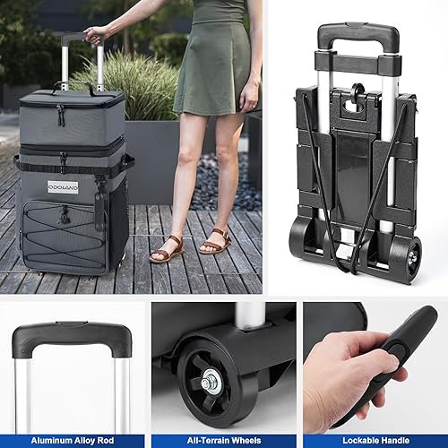 Miniatura 6 de Odoland Enfriador suave de 4872 latas con ruedas y asa, hielera plegable con ruedas para playa, camping, viajes y picnic