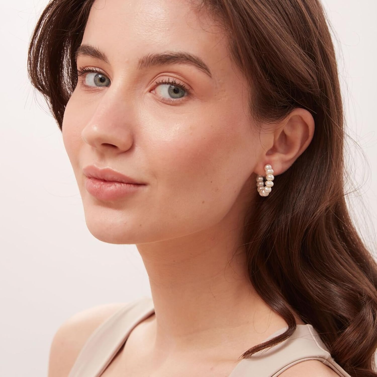 CERSLIMO Pearl Hoop Earrings for Women - 3 Pairs 14K Gold Plated & Sterling Silver Post Big Large Hoops 4mm Pearl Earrings Jewelry Gifts 20/30/40/50mm - Image 4