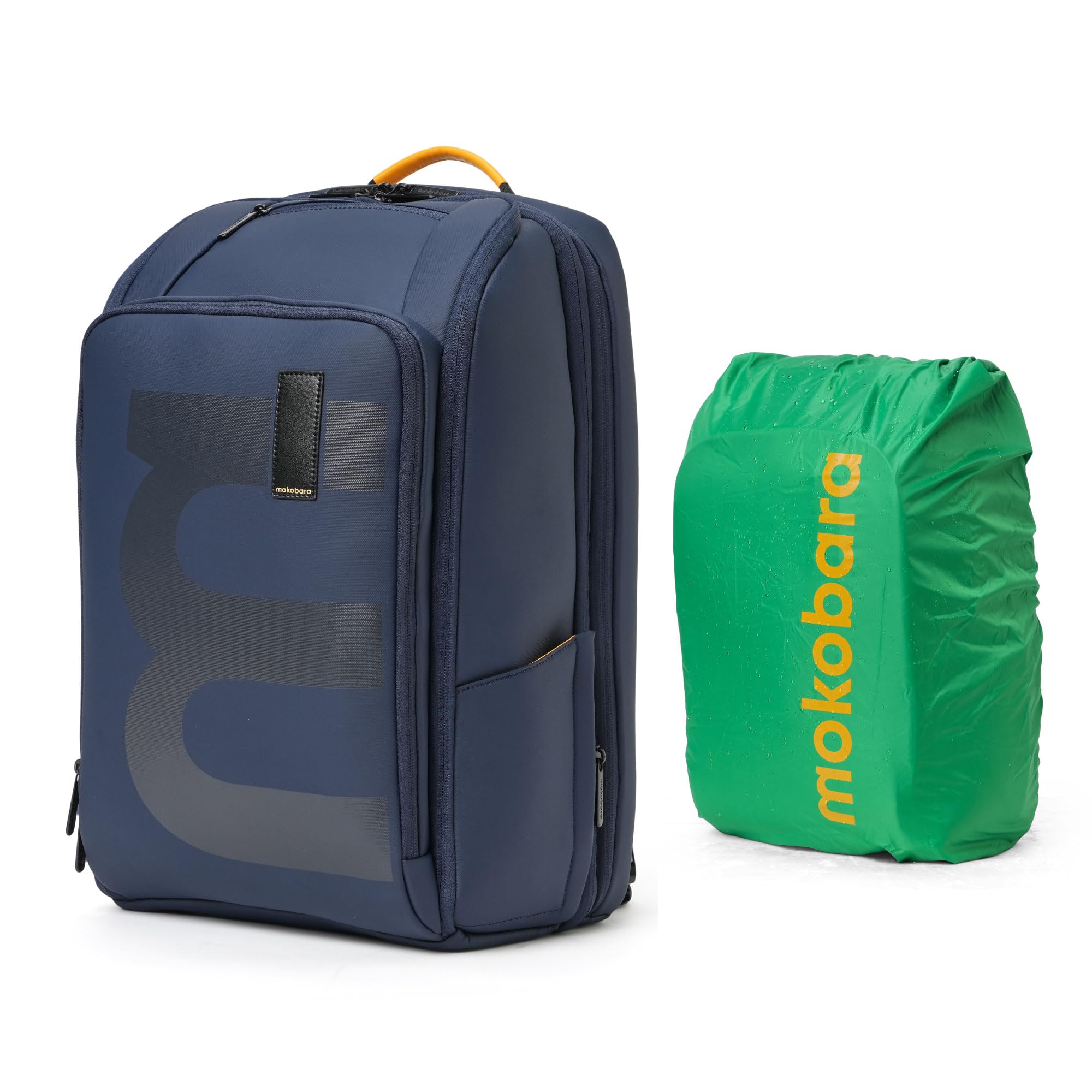 MOKOBARAEm Telescope Backpack | 30L Expandable to 38L | Fits 16 inch Laptop | Water-Resistant Vegan Leather & Nylon | Travel, Work & School | Ergonomic Design, Padded Straps (Blue)