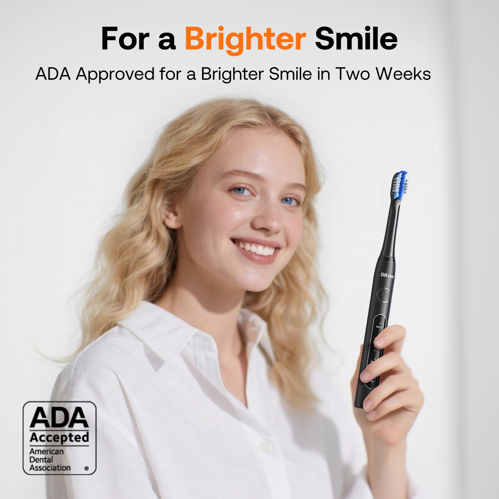 Bitvae ADA Accepted Electric Toothbrush, Travel Toothbrush Rechargeable for Adults and Kids, 60-Day Battery, 5 Modes, 8 Heads, Portable Travel Case & Holder, Shadow Black