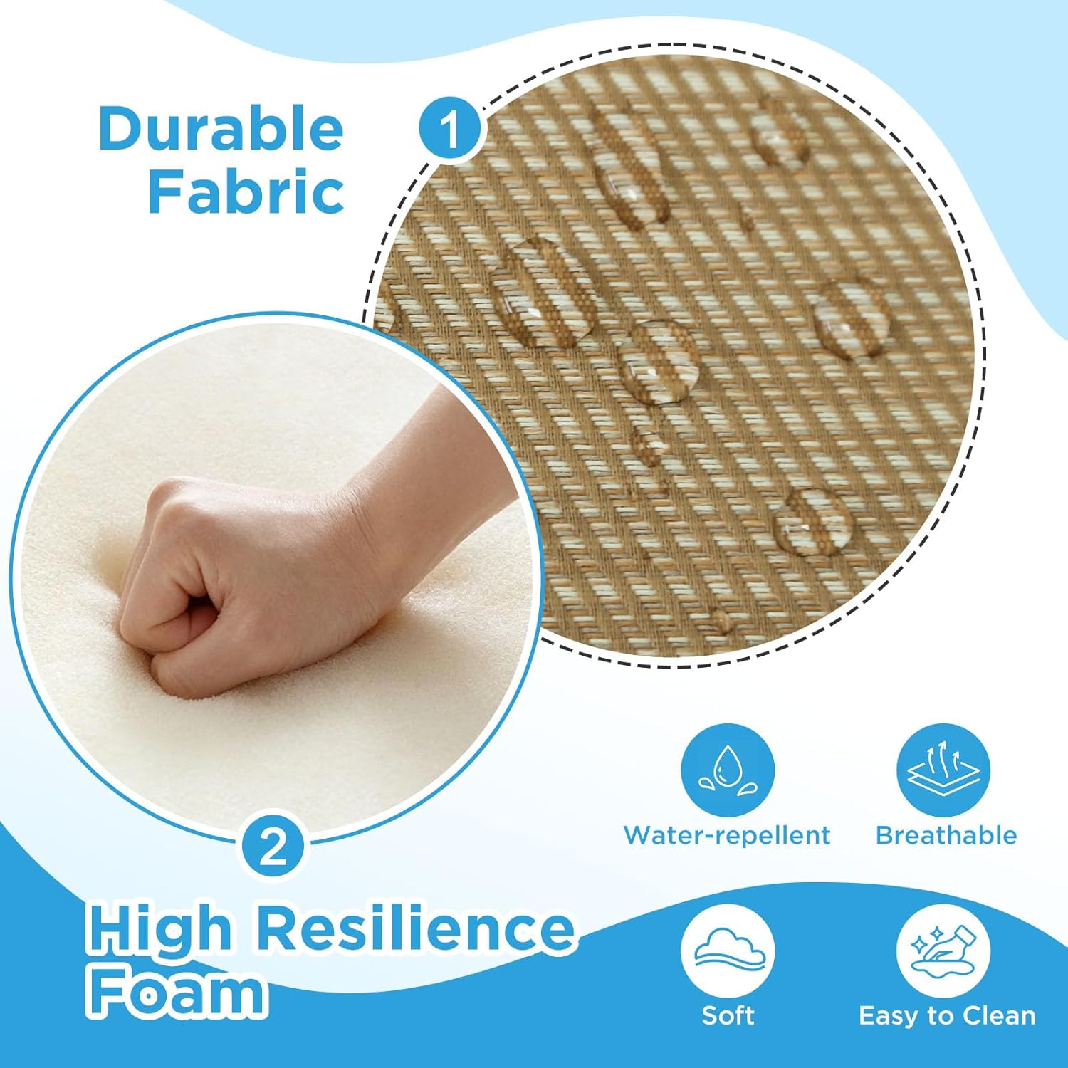 19 x 19 Inch Outdoor Chair Cushions with Tie Straps, Set of 4 Thick Water Repellent Square Patio Chair Pads for Garden Lawn Patio Furniture, Yellow Weave Pattern