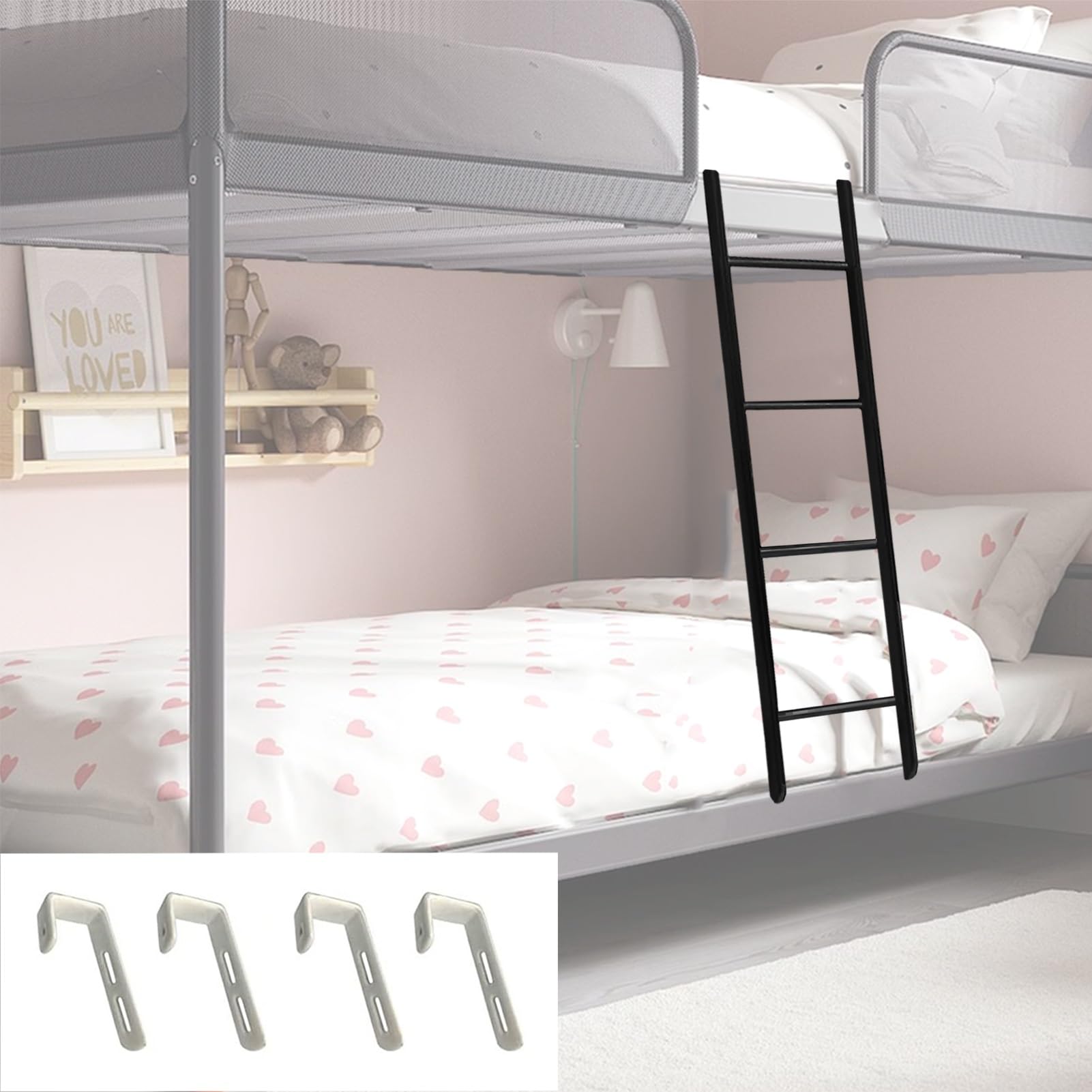 Scaletta regolabile per letto a castello, facile da installare, altezza 140 cm, perfetta per letti a soppalco, salvaspazio, per camere da letto