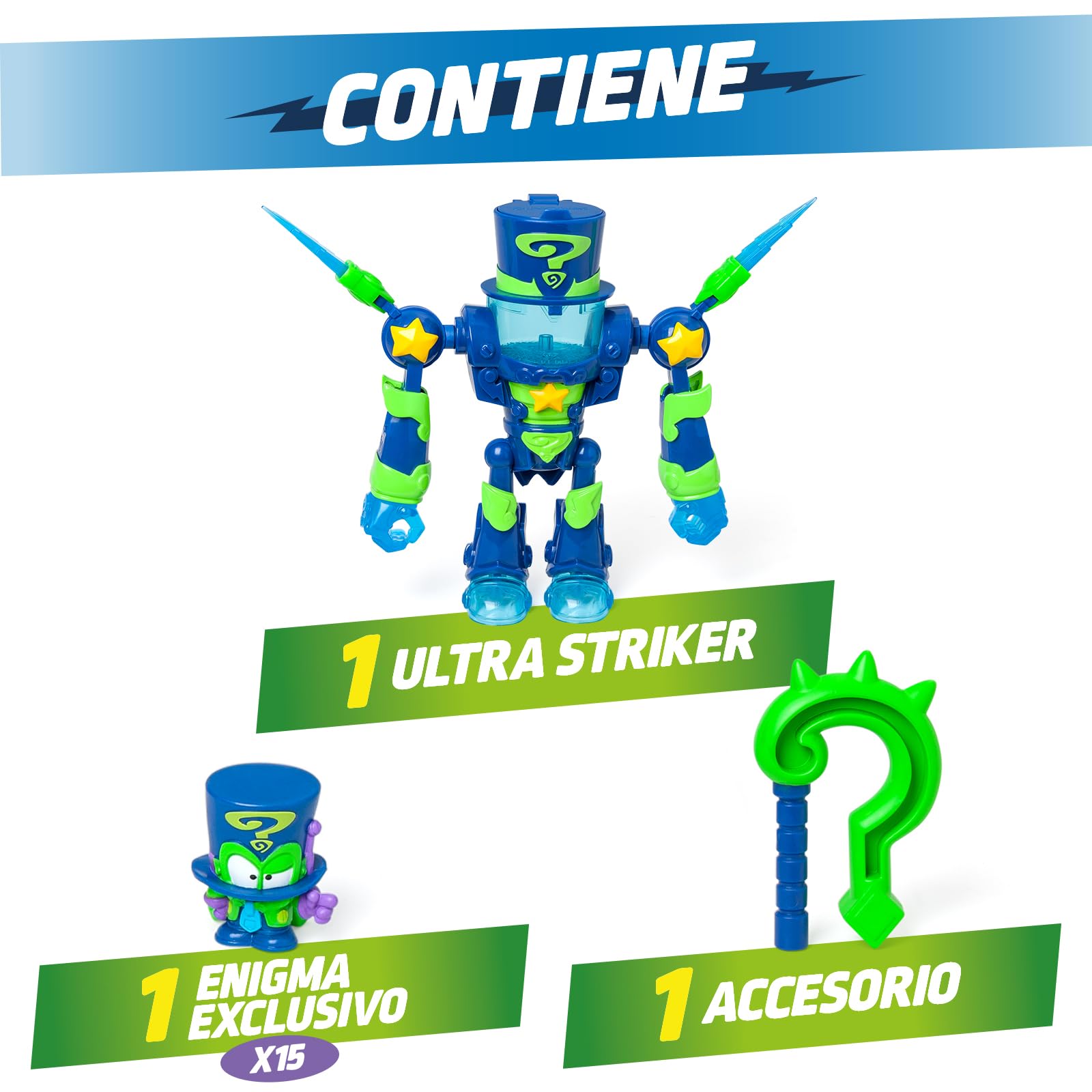 SUPERTHINGS – Ultra Striker Enigma. Robot Ultra Striker de Enigma de la Serie de TV “SuperThings Kazoom Power”. Contiene 1 Ultra Striker Robot, 1 Enigma Exclusivo, 1 Accesorio
