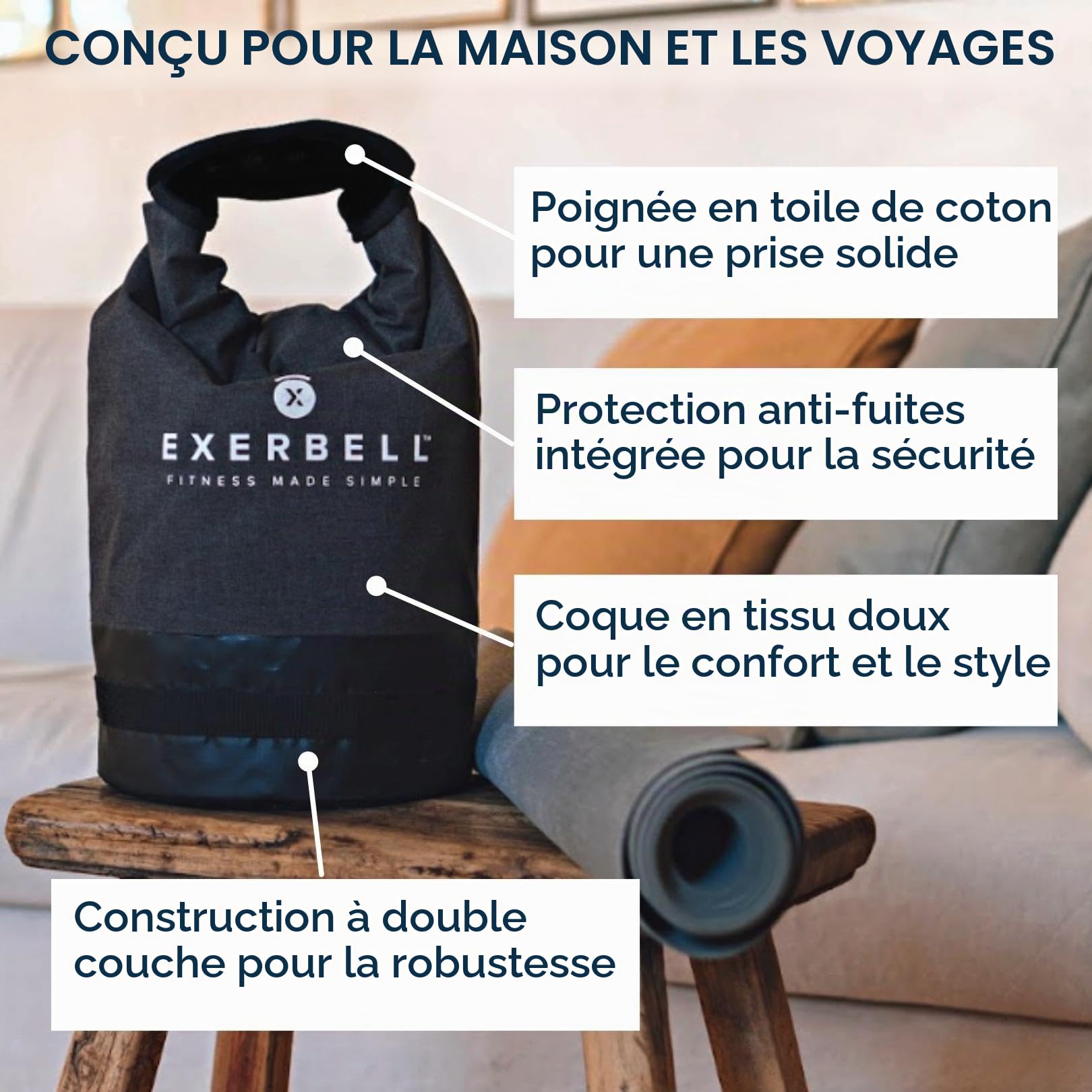 Exerbell Workout Weights – Foldable and Adjustable Kettlebell – sandbag Kettlebell