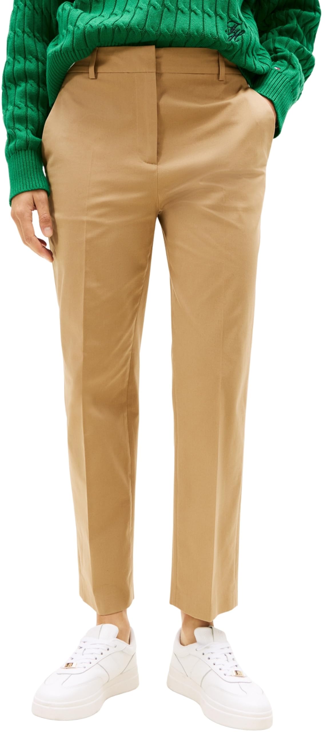 Tommy Hilfiger Women's CO Slim Straight Chino WW0WW40504 Chino, Beige (Driftwood Taupe), 32