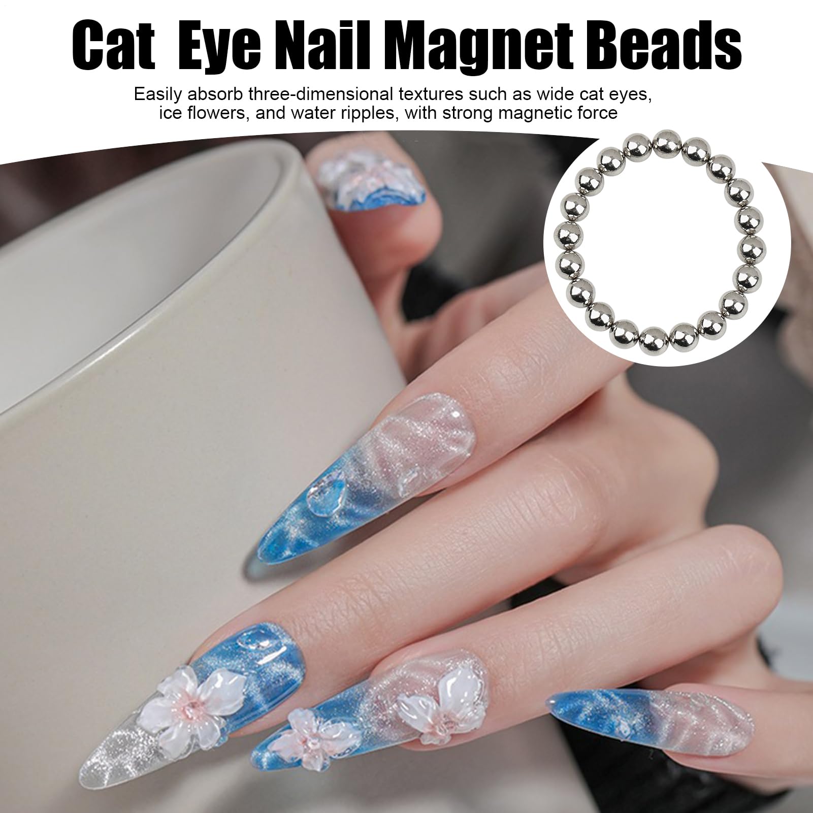 Aimant à ongles, magnétique, perles polonaises, design de balle, précision magnétique 5 mm, options de forme créative, outil multifonction en gel, pour manucure art, maison, filles, 0,2 pouces