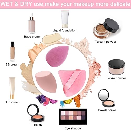 Miniatura 4 de Juego de esponjas de maquillaje profesional 6+6, esponja suave portátil de 2.76 pulgadas, esponja de mezcla de maquillaje multicolor, aplicador