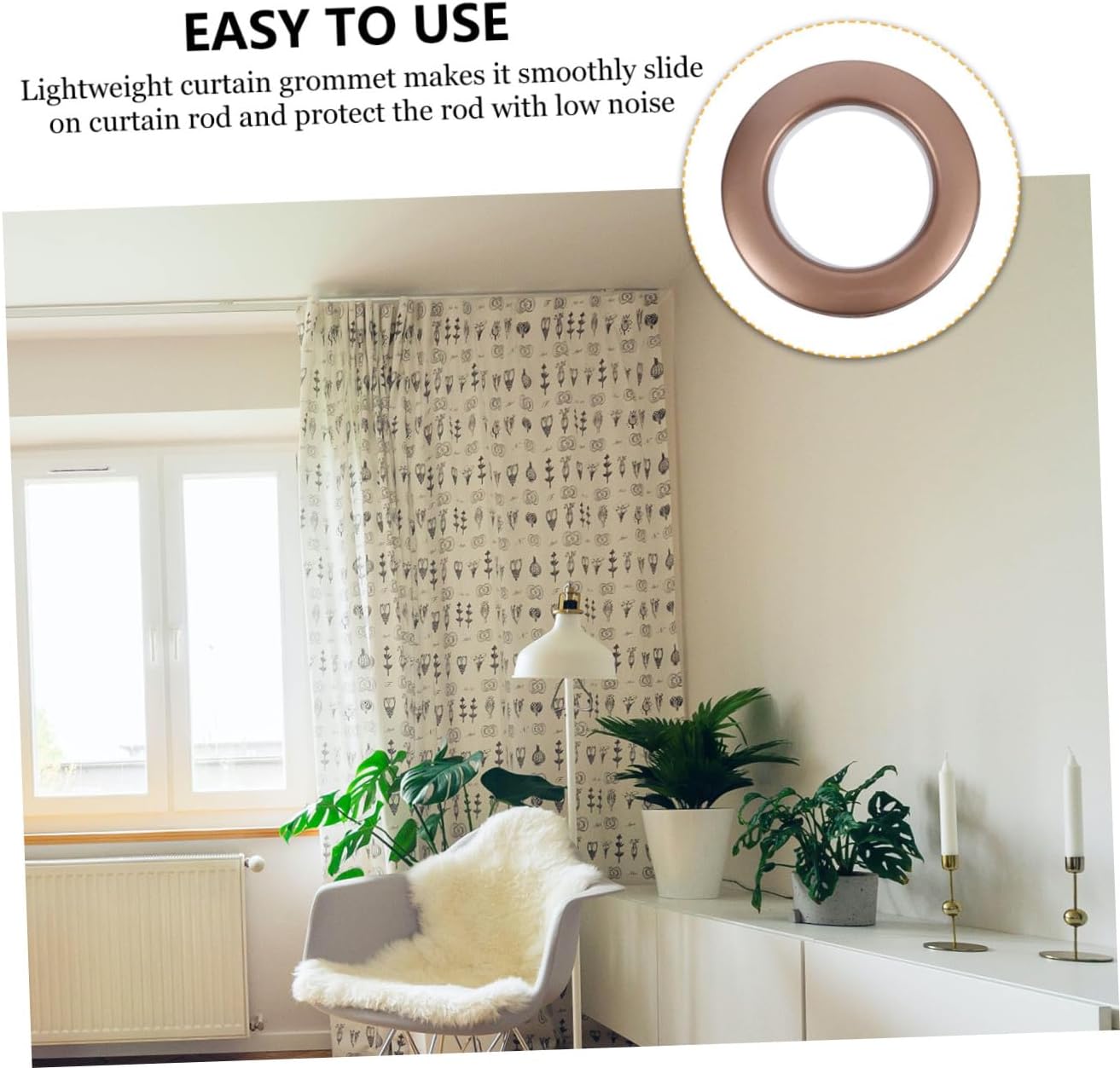 75pcs Coffee Plastic Curtain Grommets Silent Sliding Roman Inner Diameter Rings for Window Treatment Hardware Home Décor