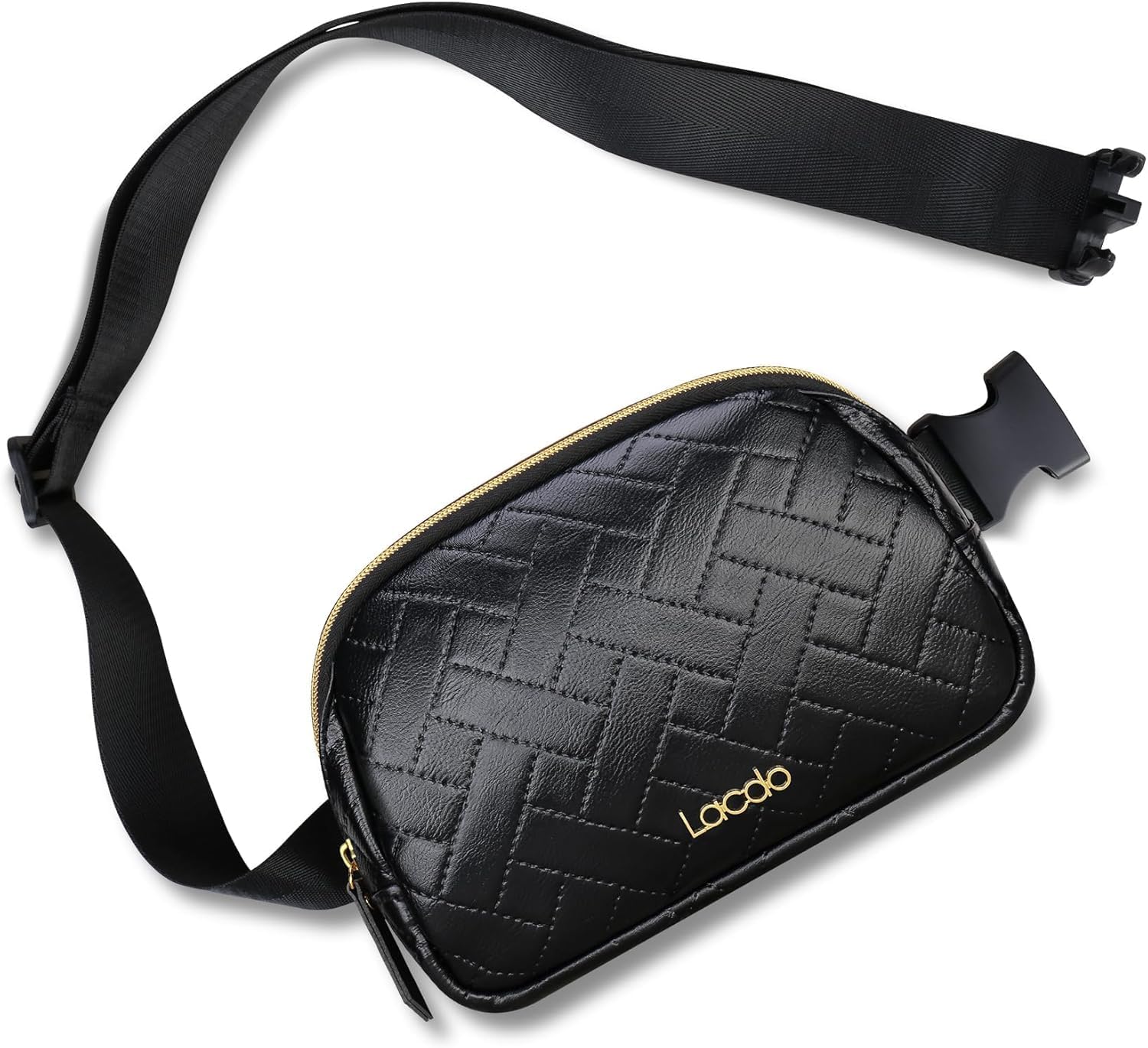 Lacdo Fanny Packs for Women Belt Bag for Women Crossbody Bag with Adjustable Strap Fashion Waist Packs Bags for Travel workout, Black