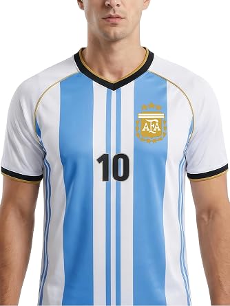 Licensed Lionel Messi #10 Argentina Soccer Shirt Adult Sizes with Official AFA Crest