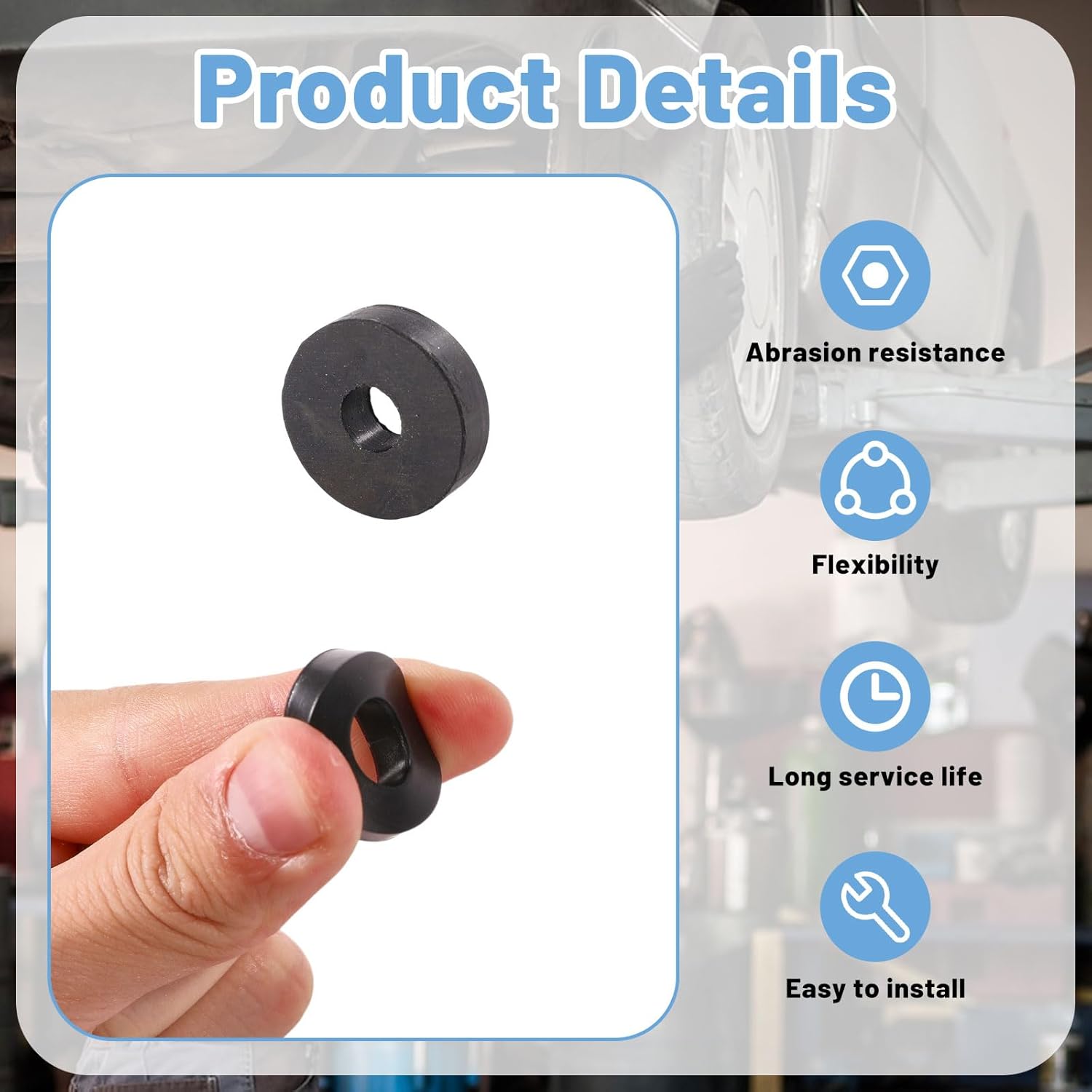 55Pcs Thickness Rubber Spacer Flat Round Rubber Bushings Assortment Kit 20 mm 25mm 30 mm Multi Purpose Black Grommets Vibration Isolation for Home Repair and Car