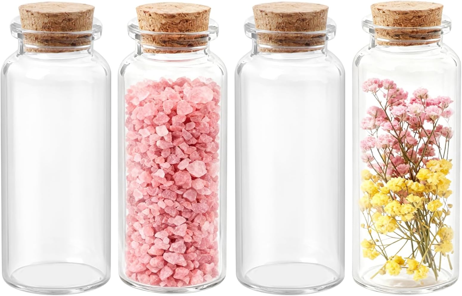 BLMHTWO 4PCS 30ml Mini Glass Bottles with Cork, Clear Tiny Bottles with Cork Glass Vials Extra Mini Jar with Lids for DIY Art Crafts Project Jewelry Pendant Party Favors