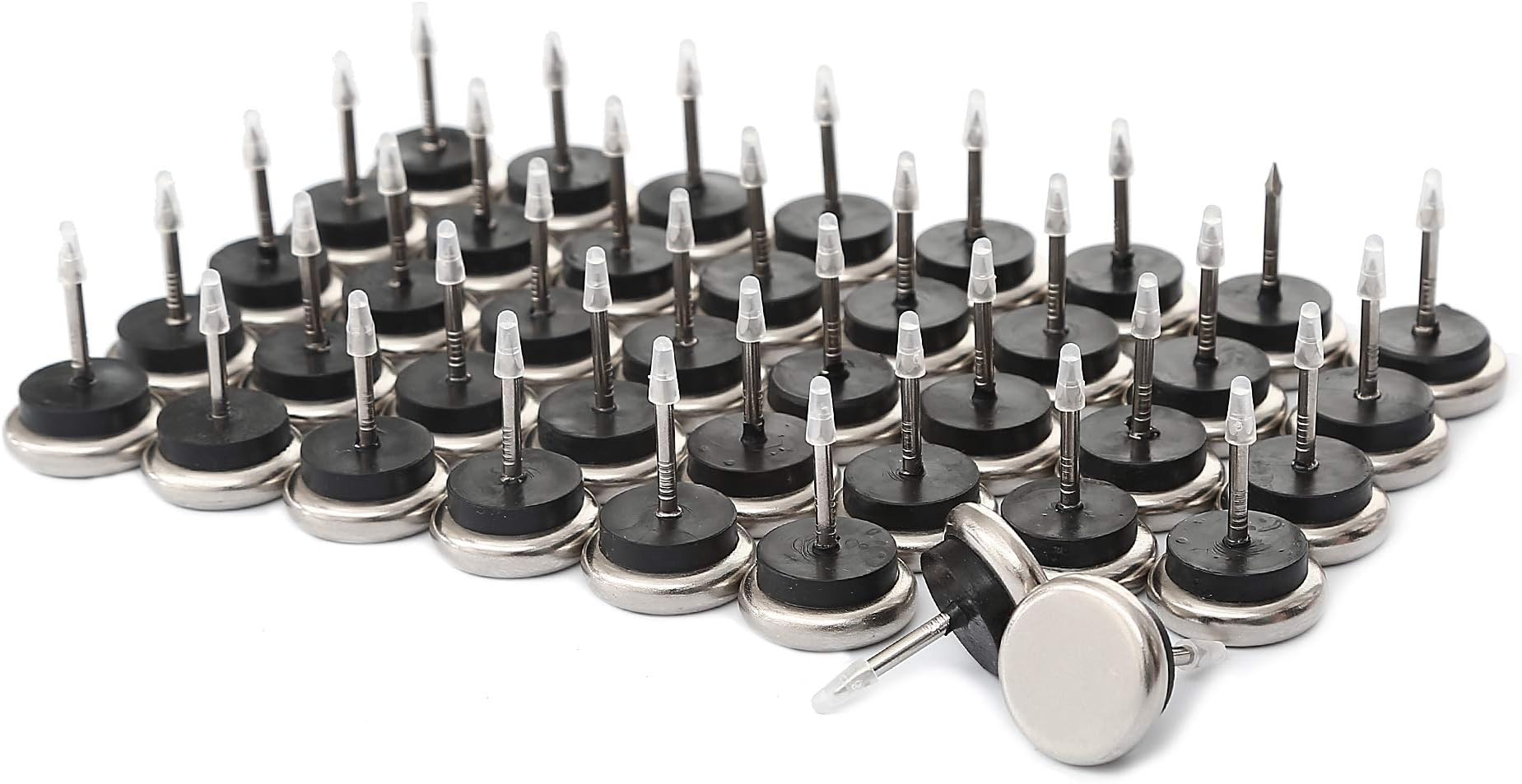 - Dia Nail On Furniture Glides for Chairs, Tables - Furnigear Nickel Base Cushioned Furniture Nails - Allowing Chairs to Glide Effortlessly Over Carpet Floors (1", 40 Pack-Grey)