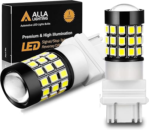 Miniatura 9 de Alla Lighting Versión actualizada T25 3156 3157 LED estroboscópicas de luces de freno, lámpara de parada intermitente roja 3057K 4057K 3457 4114