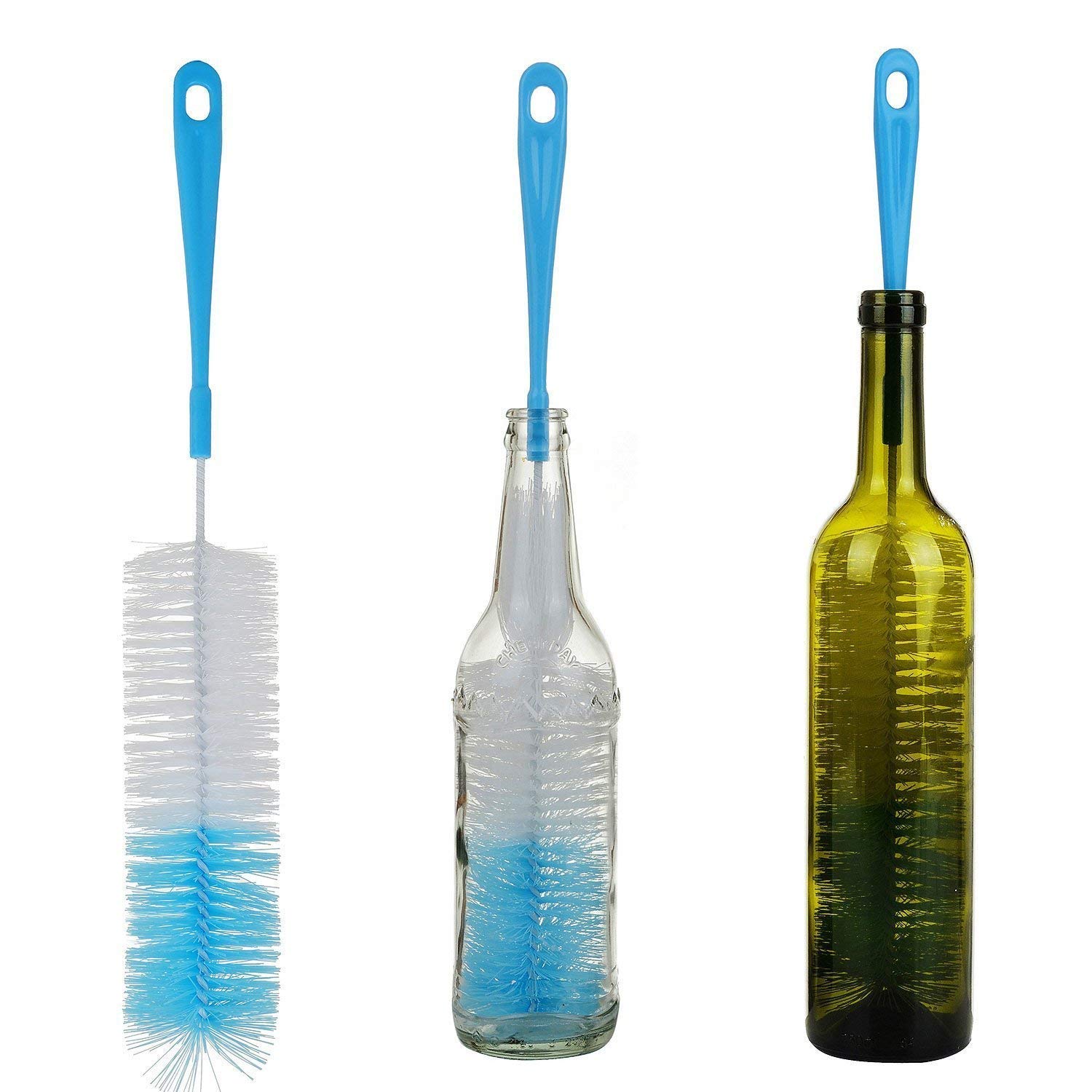 Long Bottle Cleaning Brush, Nylon Bristles, Blue and White, Glass and Plastic Bottle Cleaner, Made in India-image-33