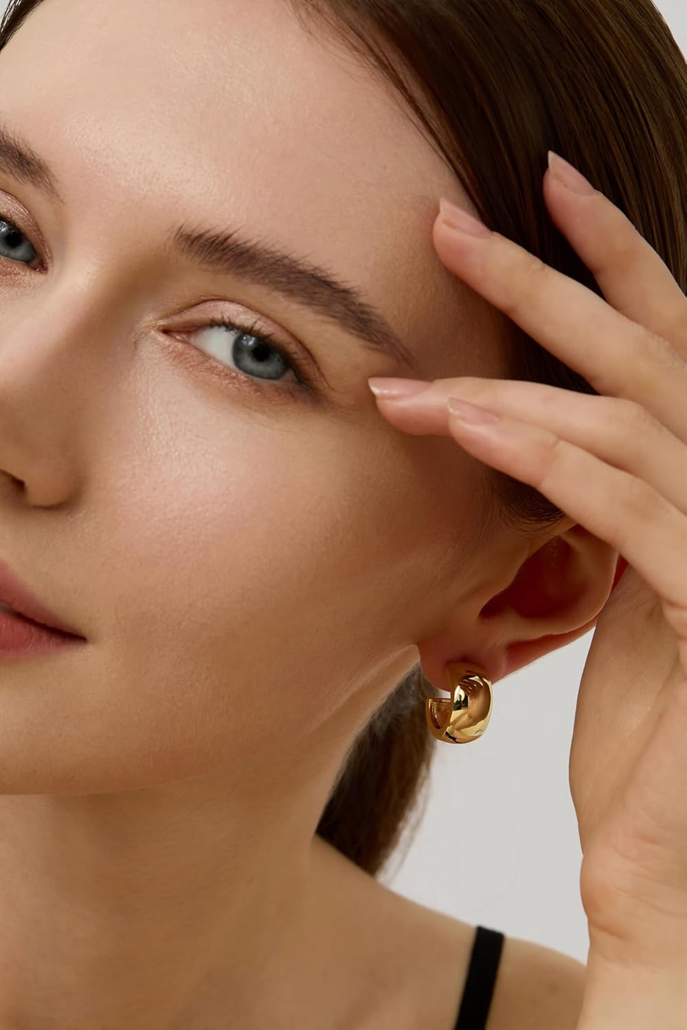 14K Gold Filled Hoop Earrings,925 Sterling Silver Huggie Earrings Hoops Earrings Trendy Chunky CZ Pin Earrings Jewelry Gifts for Women - Image 6