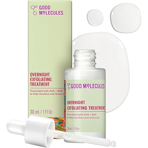 Good Molecules Overnight Exfoliating Treatment - Face Exfoliator with AHA & BHA Lightweight Formula - Pore Minimizer, Facial Skin Care with Glycolic & Salicylic Acid