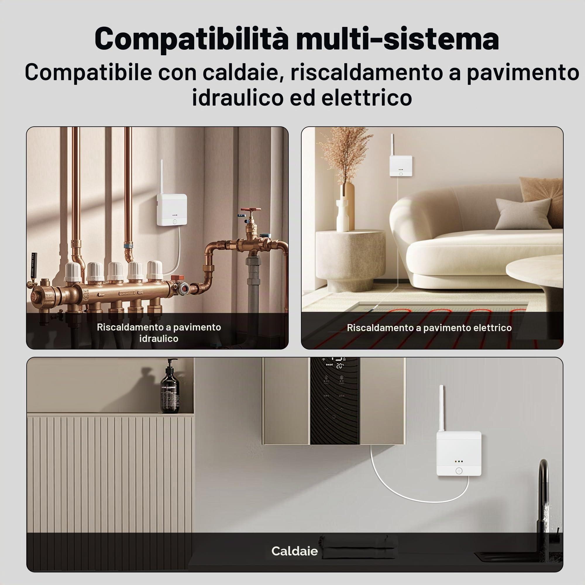 Termostato wireless programmabile con ricevitore, per caldaie, riscaldamento a pavimento elettrico e ad acqua