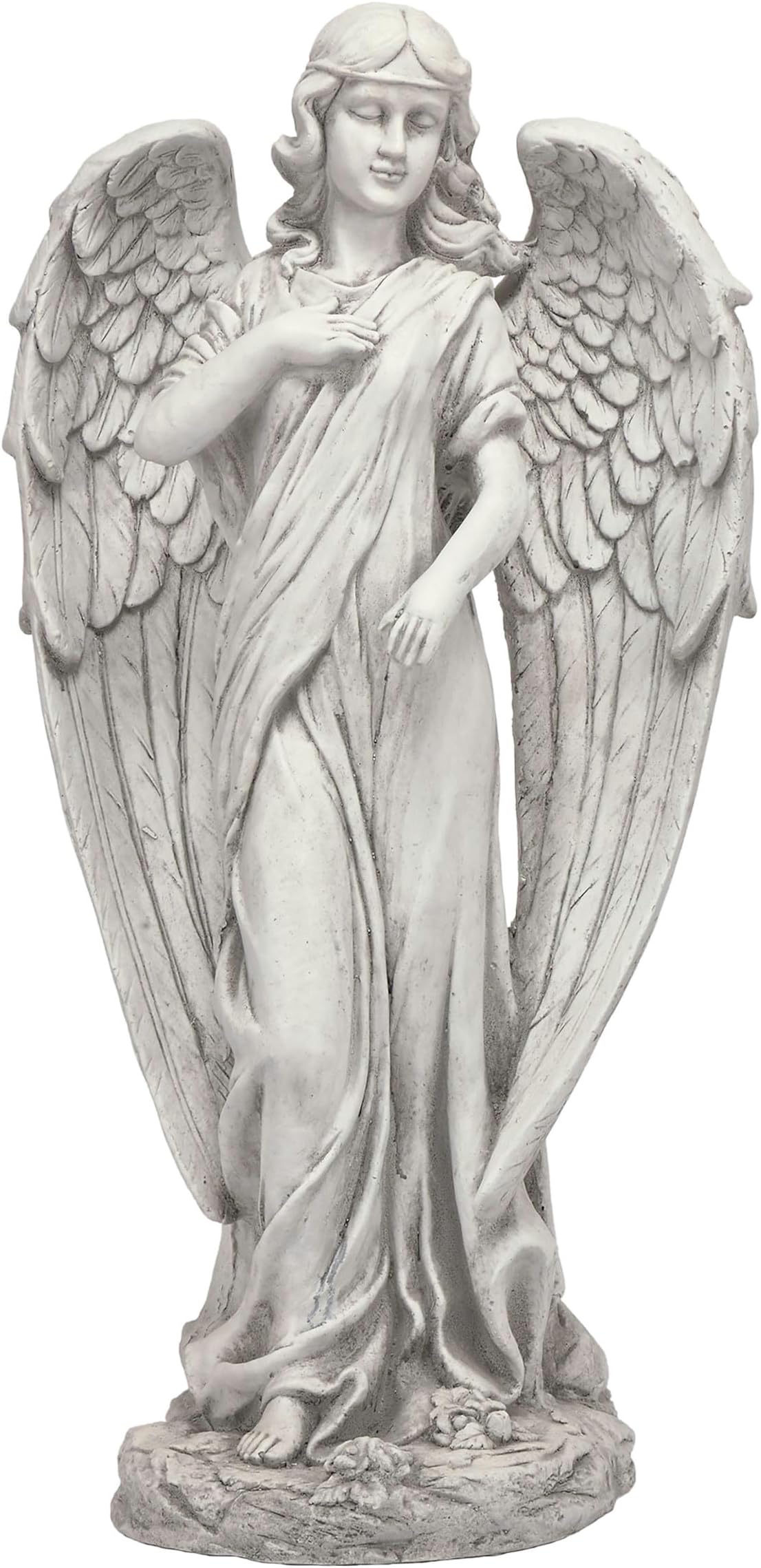 31" Tall Indoor/Outdoor Angel Statue Yard Art Decoration, Light Gray
