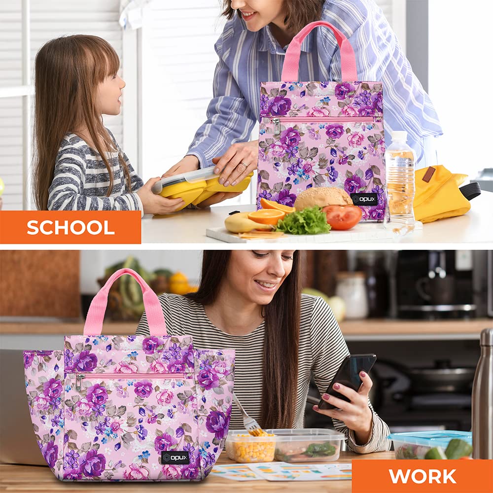 Bolsa De Almuerzo Térmica OPUX Para Mujer - 11 Latas Capacidad, Impermeable, Reutilizable, Color Rosa Suave