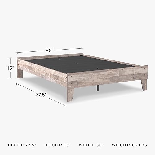 Miniatura 86 de Signature Design by Ashley - Base de cama con plataforma de granja casual Shawburn, tamaño matrimonial, cal desgastada Encalar,Gris (rustic