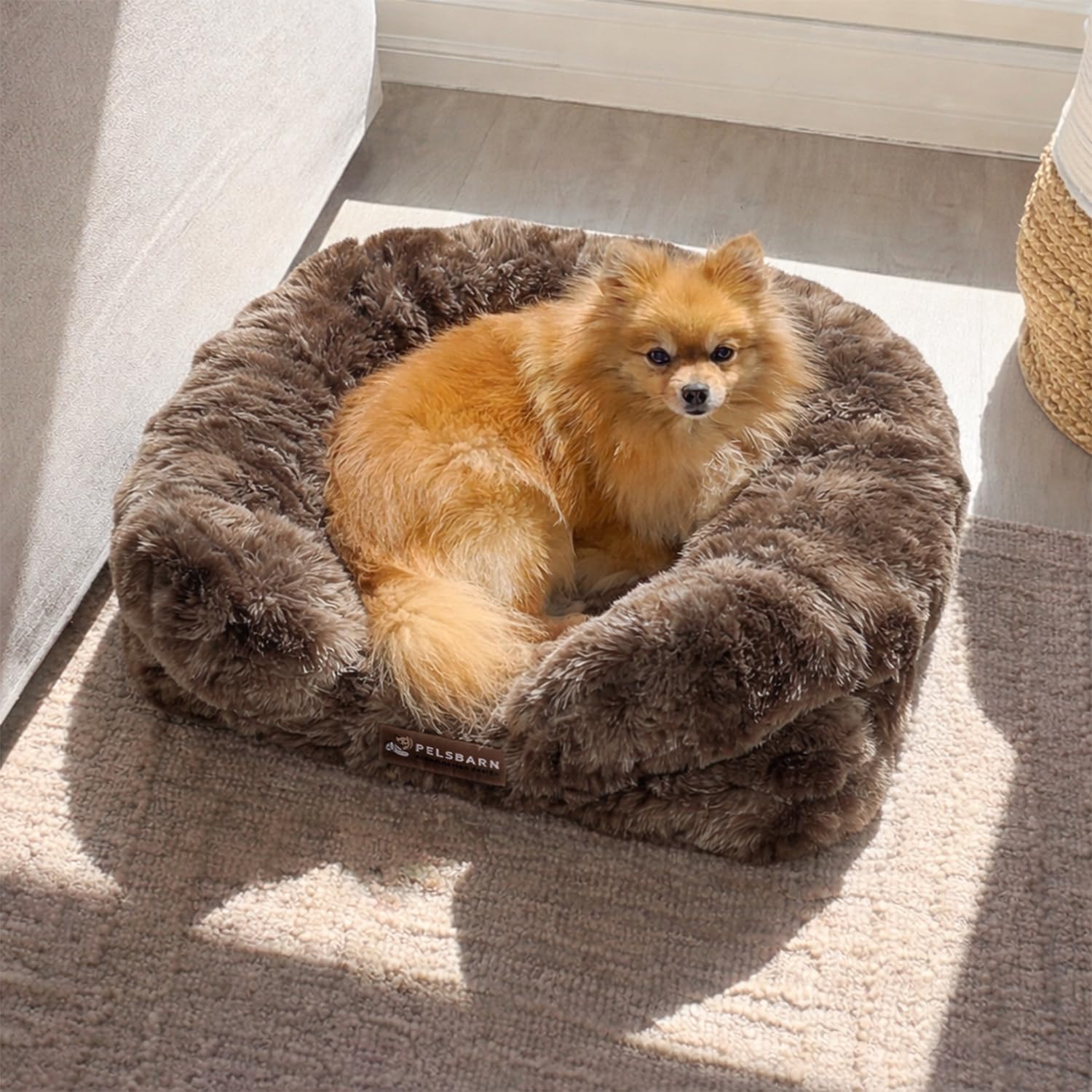 Pelsbarn Luxurious Orthopedic Dog Bed - Small (19.6" x 15.7") Therapeutic Joint Support Pet Bed - Velvety Soft Removable Washable Cover - Brown