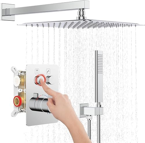 Miniatura 25 de IRIBER - Sistema de ducha de lluvia con cabezal de ducha fijo y de mano de alta presión cepillado níquel,Oro cepillado,Cromado,Oro rosa