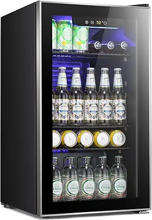 Antarctic Star Beverage Refrigerator -120 Can Mini Fridge for Soda Beer or Wine,Small Drink Dispenser, For Office or Bar with Adjustable Removable Shelves,Convertible Door ,3.1 Cu.Ft