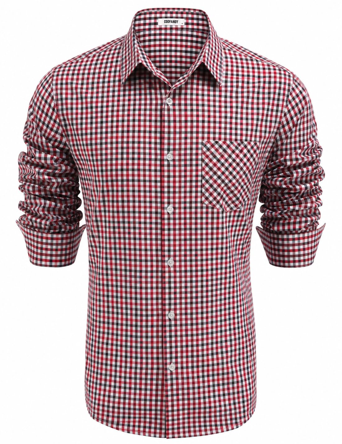 COOFANDY Trachtenhemd Herren Oktoberfest Hemd Slim Fit Karohemd | 100% Baumwolle, Dreifarbiges Karomuster, Langarm, Westernhemd, Freizeithemd