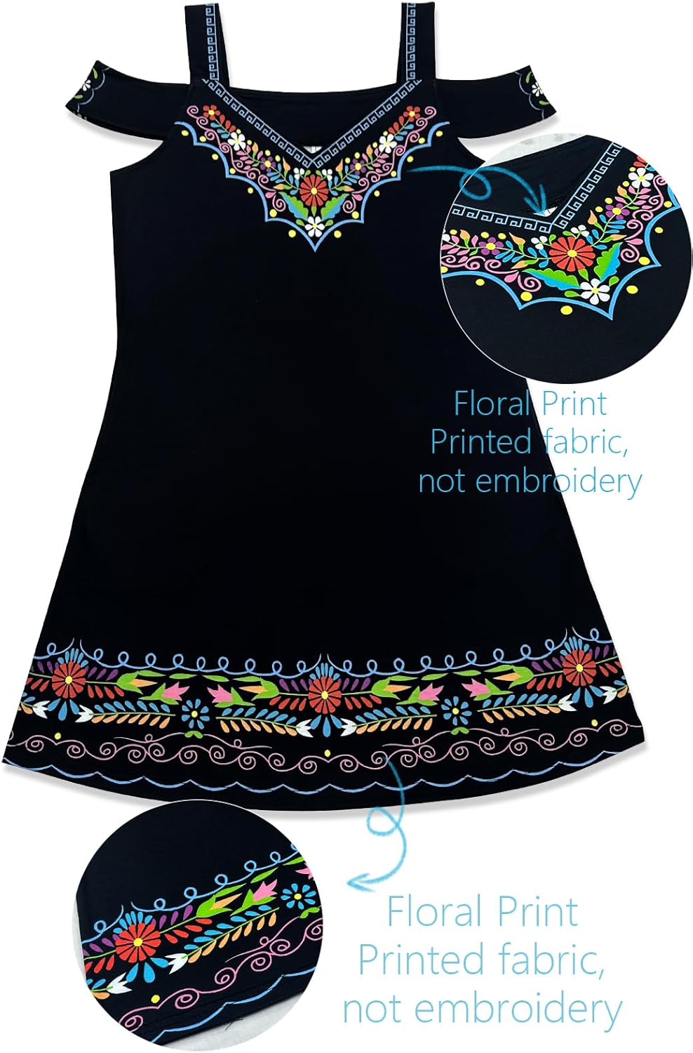 SAUKOLE Womens Sexy Cold Shoulder Dresses Summer Casual Dress Loose Fit Knee Length Dress - Image 2